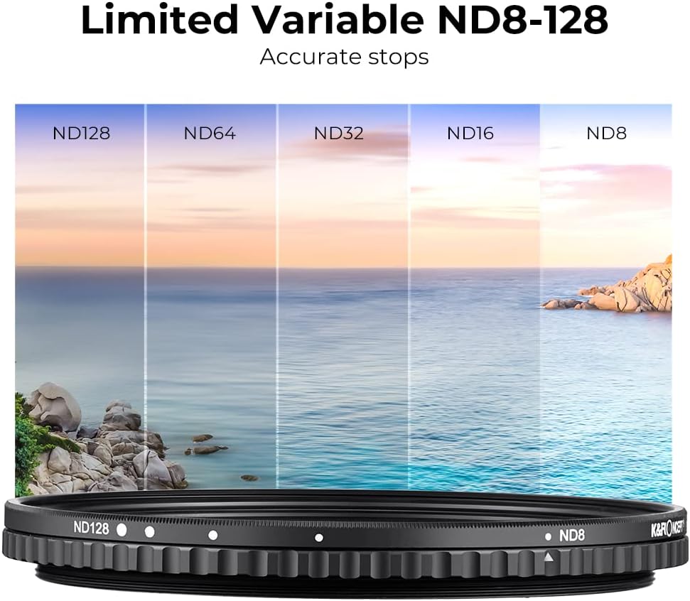 62mm Variable ND Filter ND8-ND128 (3-7 Stop) VND Filter Pack of 2 V11937