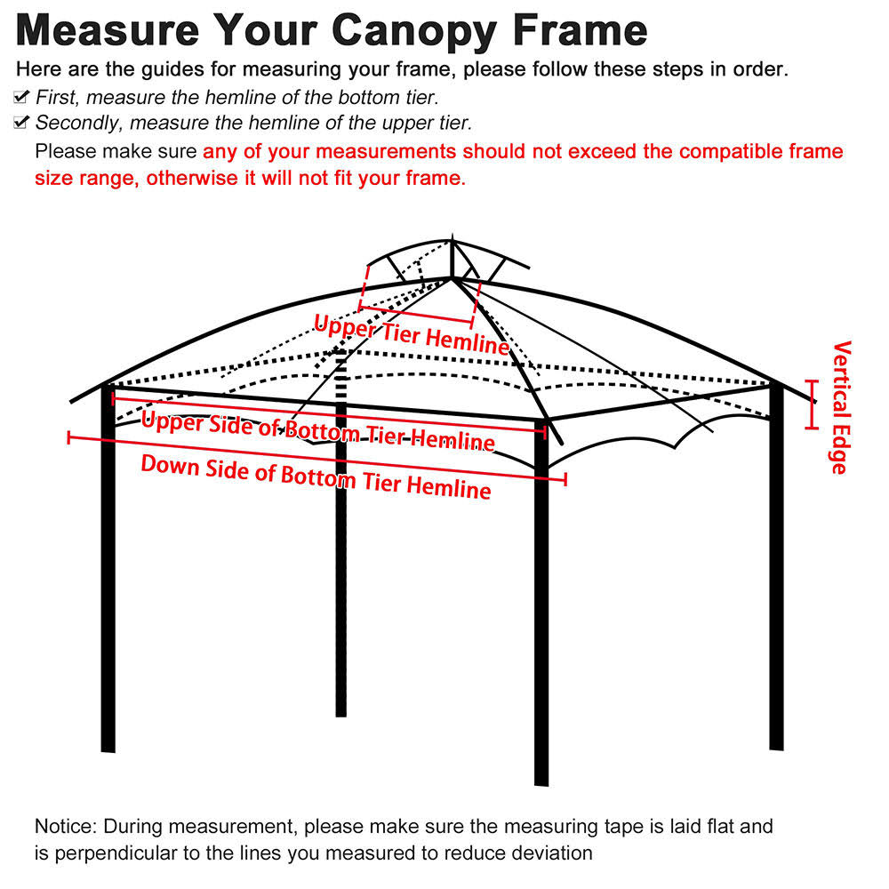 2-Tier 12x10 Gazebo Canopy Top Replacement Brown Y469813