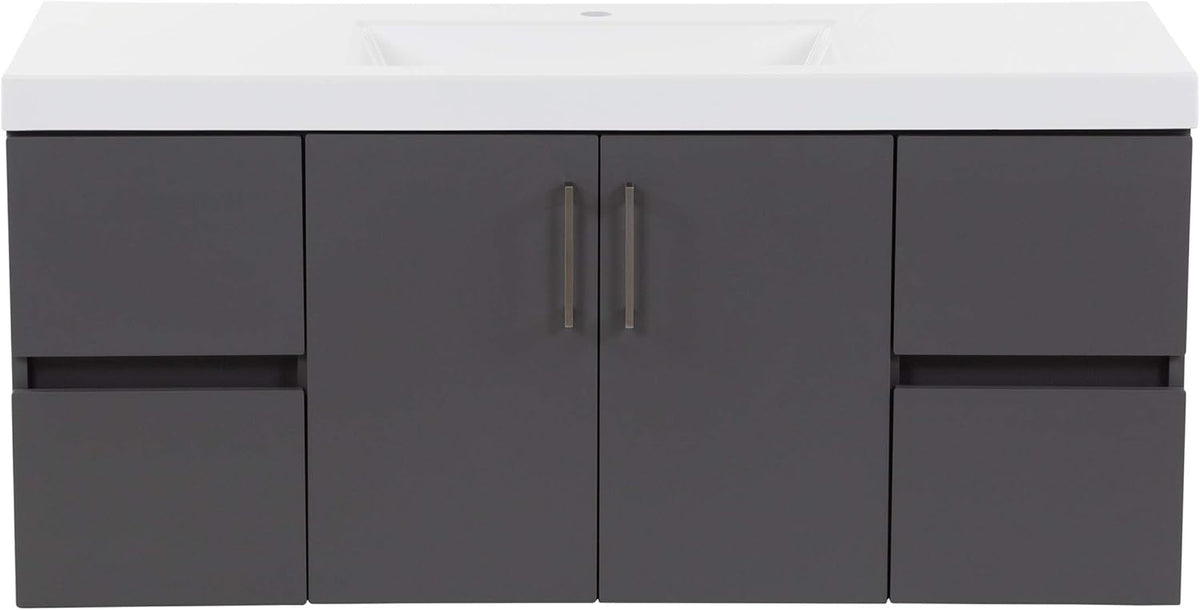 48.5” 2-Door Floating Bathroom Vanity with 4 Drawers and White Sink Top P2234