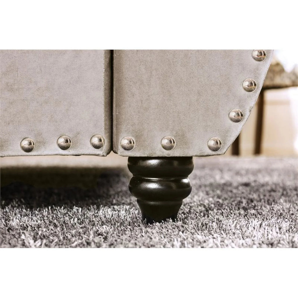 Gray Fabric Queen Sleigh Bed W811
