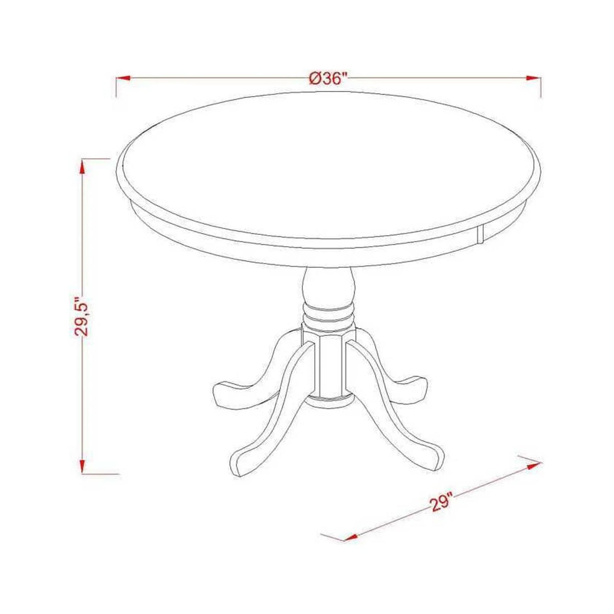36" Round Dining Table Mahogany Top & Black Pedestal R742600