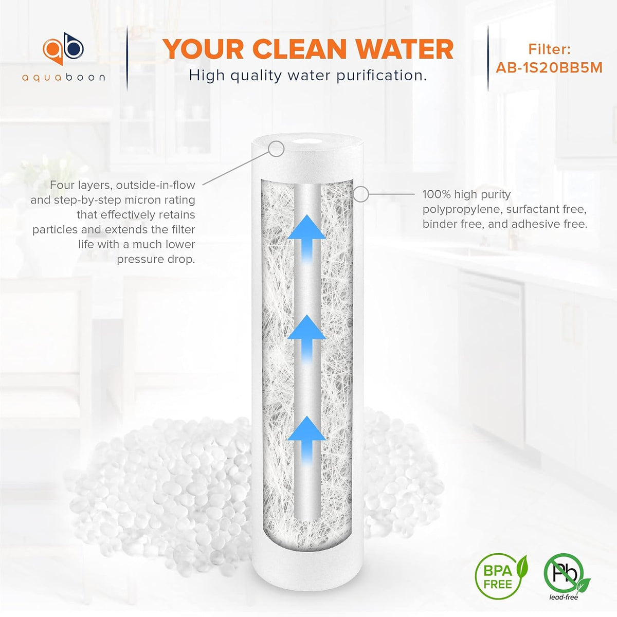 5 Micron 20 Sediment Water Filter Replacement Cartridge 4 Pack V714
