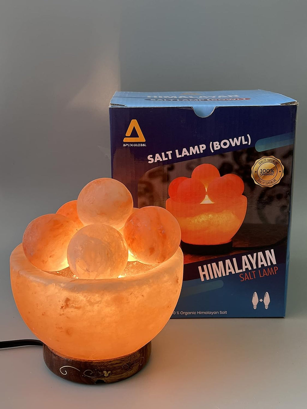 6 inches 8 lbs. Himalayan Salt Lamp with Dimmer Switch and Extra Bulb I3234