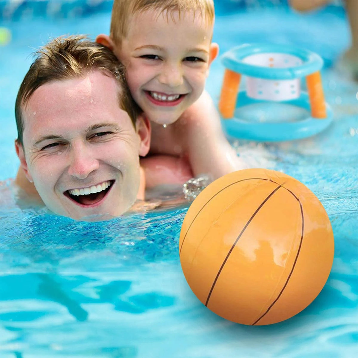Lilac Inflatable Pool Volleyball Net Set Basketball Hoop with 2 Balls Large Size Outdoor Pool Games N381230