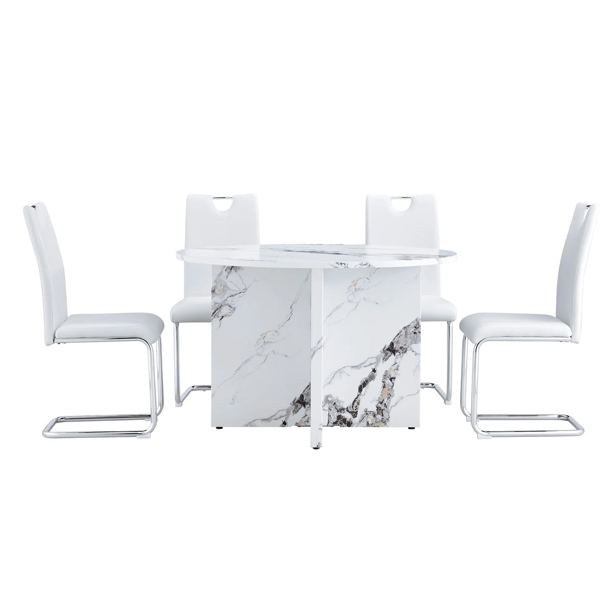 5 Piece 47 Inch Round MDF Dining Table Set D503618
