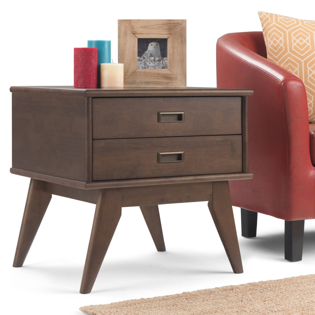 Walnut Brown Mid-Century Side Table Y246912