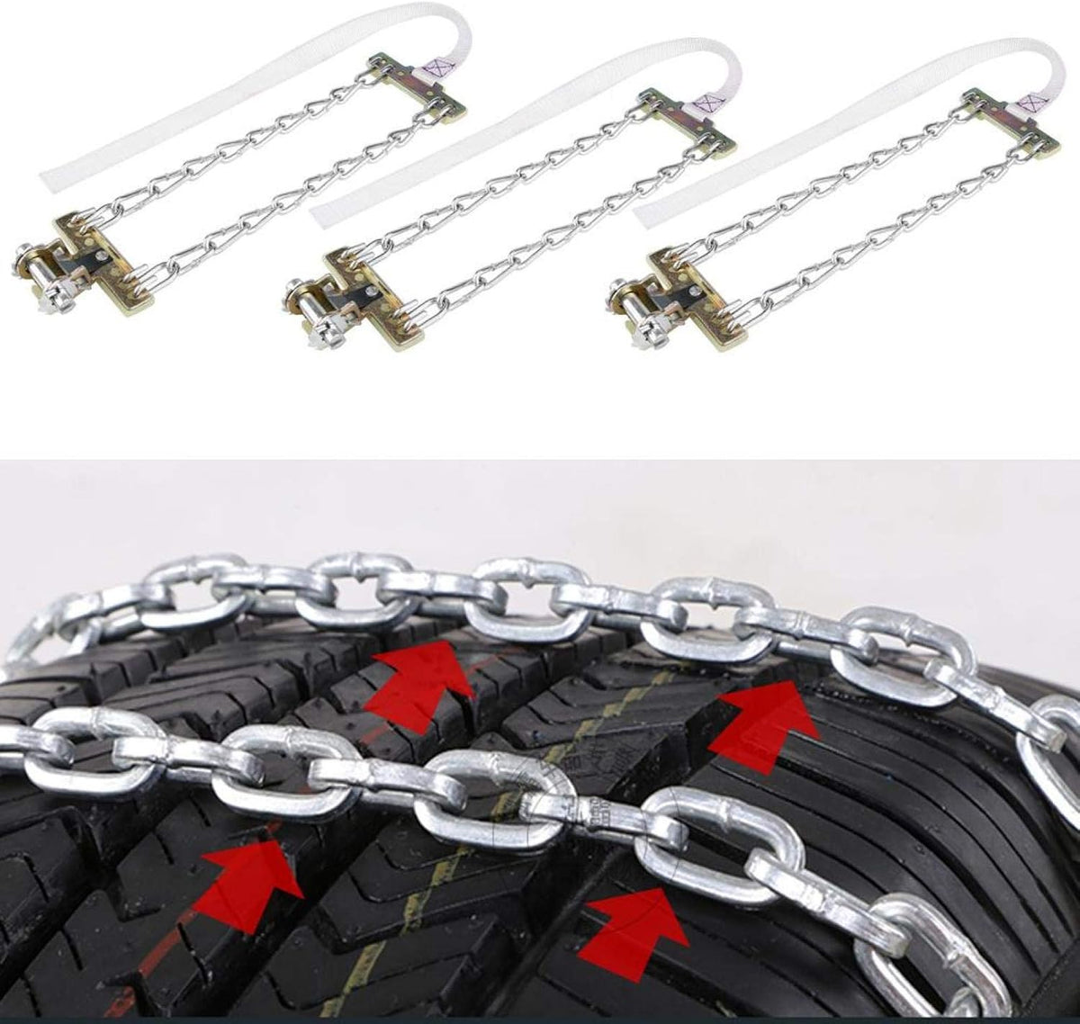 3pcs Steel Tire Anti-skid Snow Chains Pack of 2 T4048