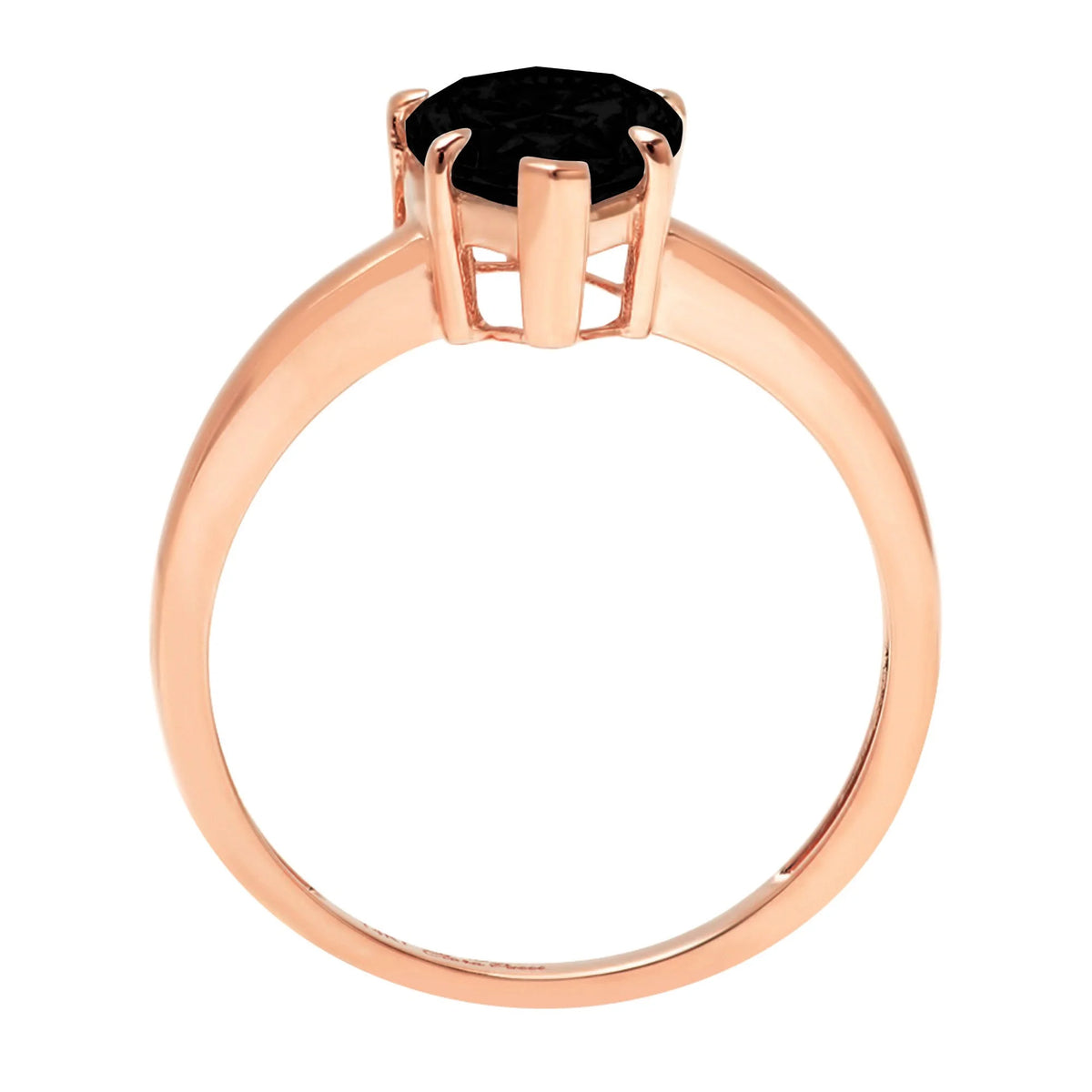 Pear Cut Black Onyx 14k Rose Gold Ring Size 10.75 F782154