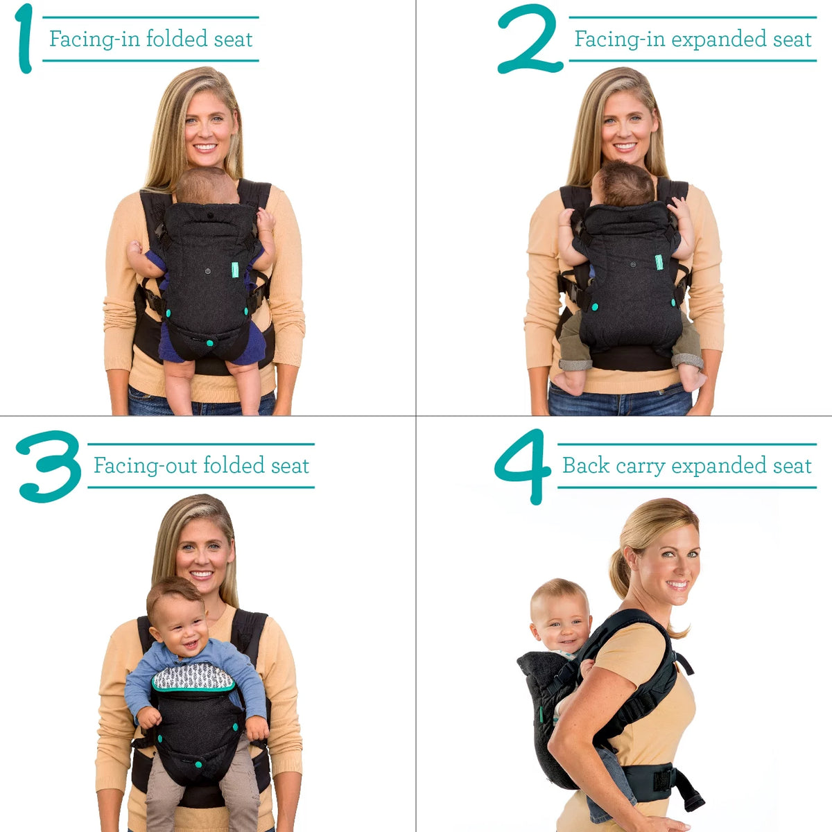 Convertible Baby Carrier 4-Position 8-32lbs Sandy Tan D68790