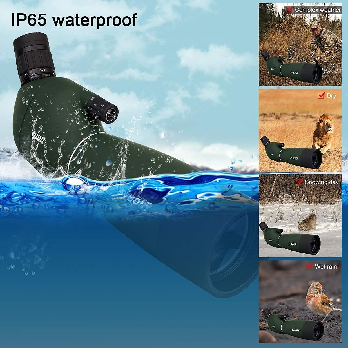 25-75x70 Angled Waterproof Spotting Scope with Tripod, Phone Adapter G708839