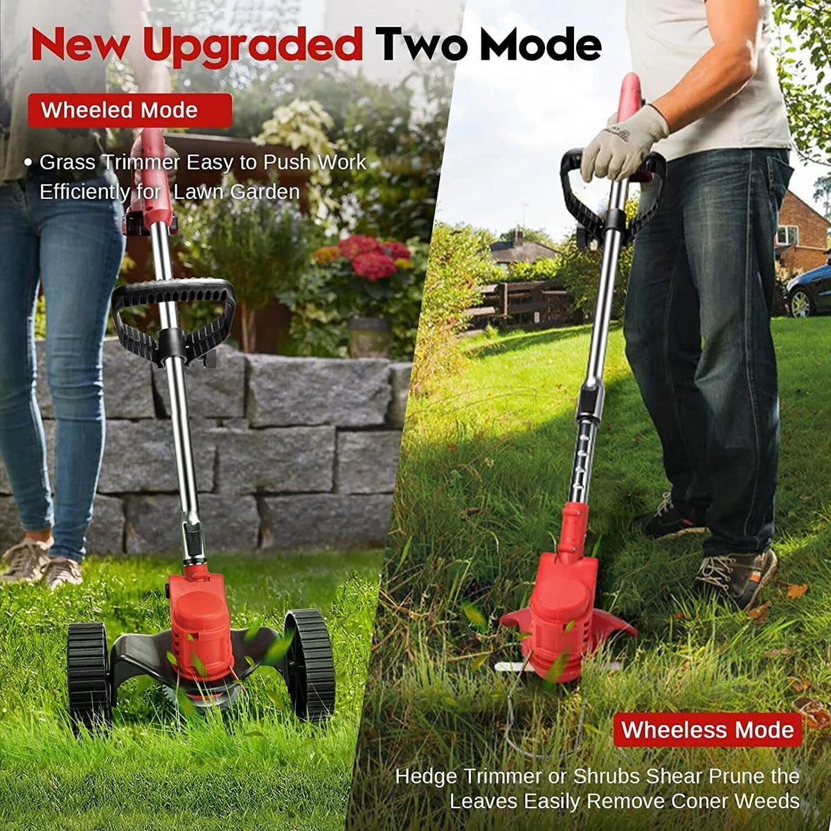Cordless Electric Grass Trimmer with Wheels R9156