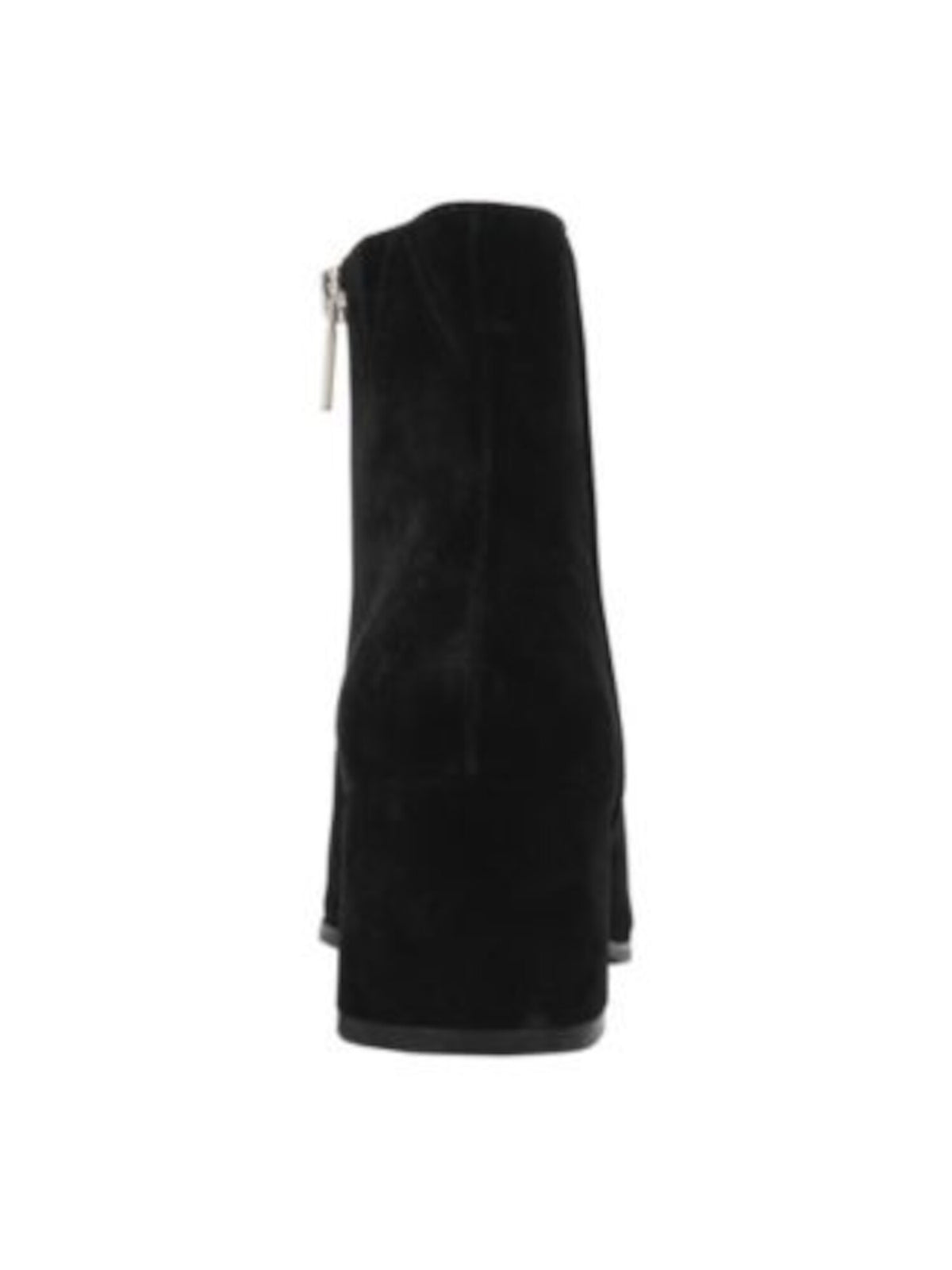 Black Toe Plate Water Repellant Padded Breathable Roanne Pointed Toe Block Heel Zip-Up Leather Booties X60381