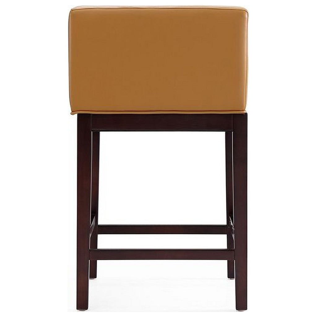 Camel and Dark Walnut Beech Wood Counter Height Bar Stool Q690877