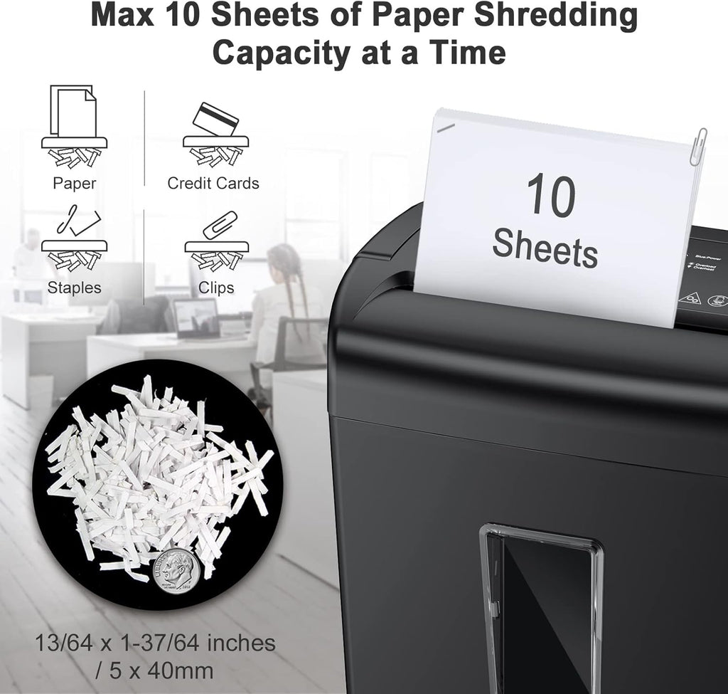 10-Sheet Cross-Cut Paper Shredder, 5.5 Gallons Wastebasket, Black, Pack of 2 R59978
