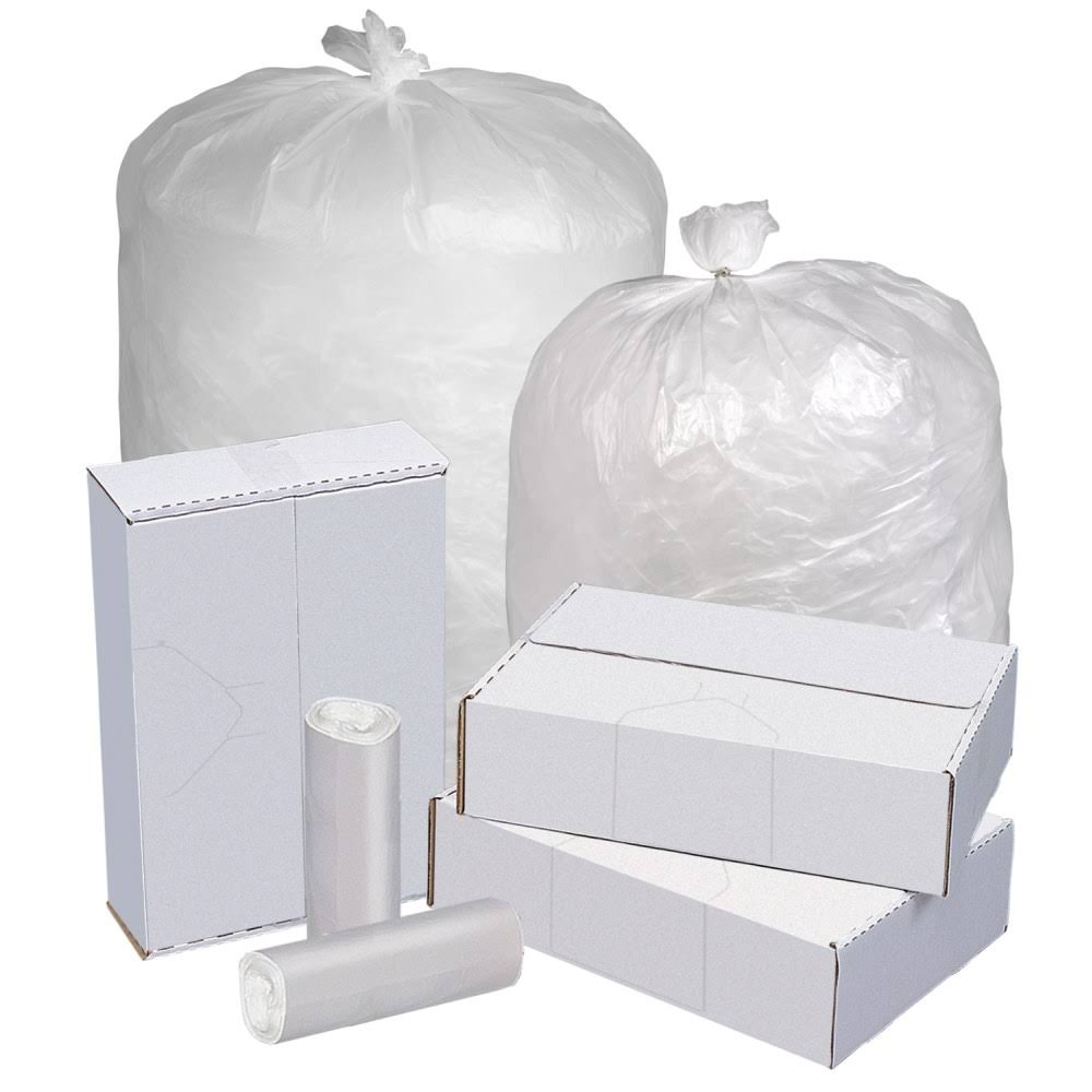 Clear 0.8 Mil 45 Gallon Can Liners Box of 250 E9808