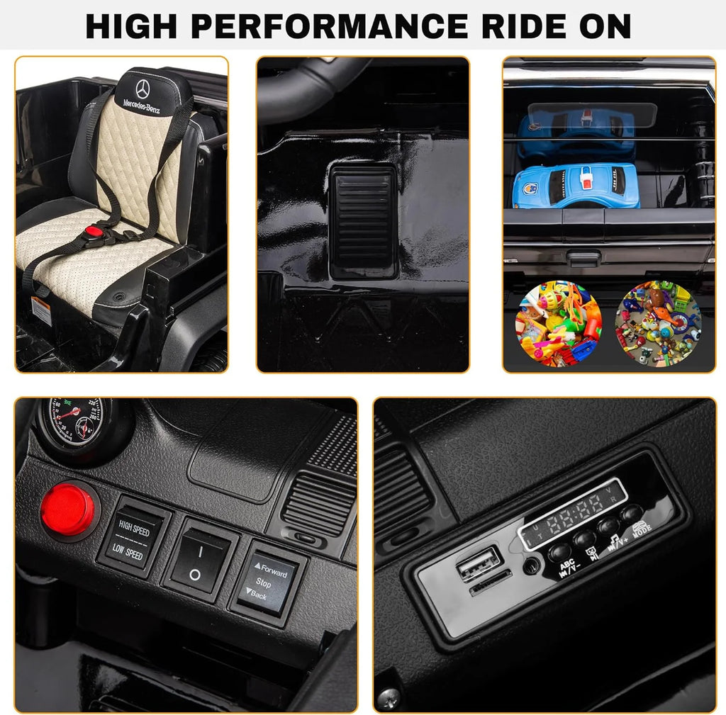 24V 6 Wheels Electric Ride on Kids Car with Remote Control Music&Lights Black B82326