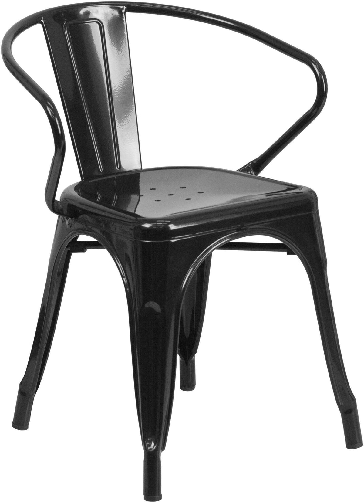 Black Metal Indoor-Outdoor Chair with Arms A577236