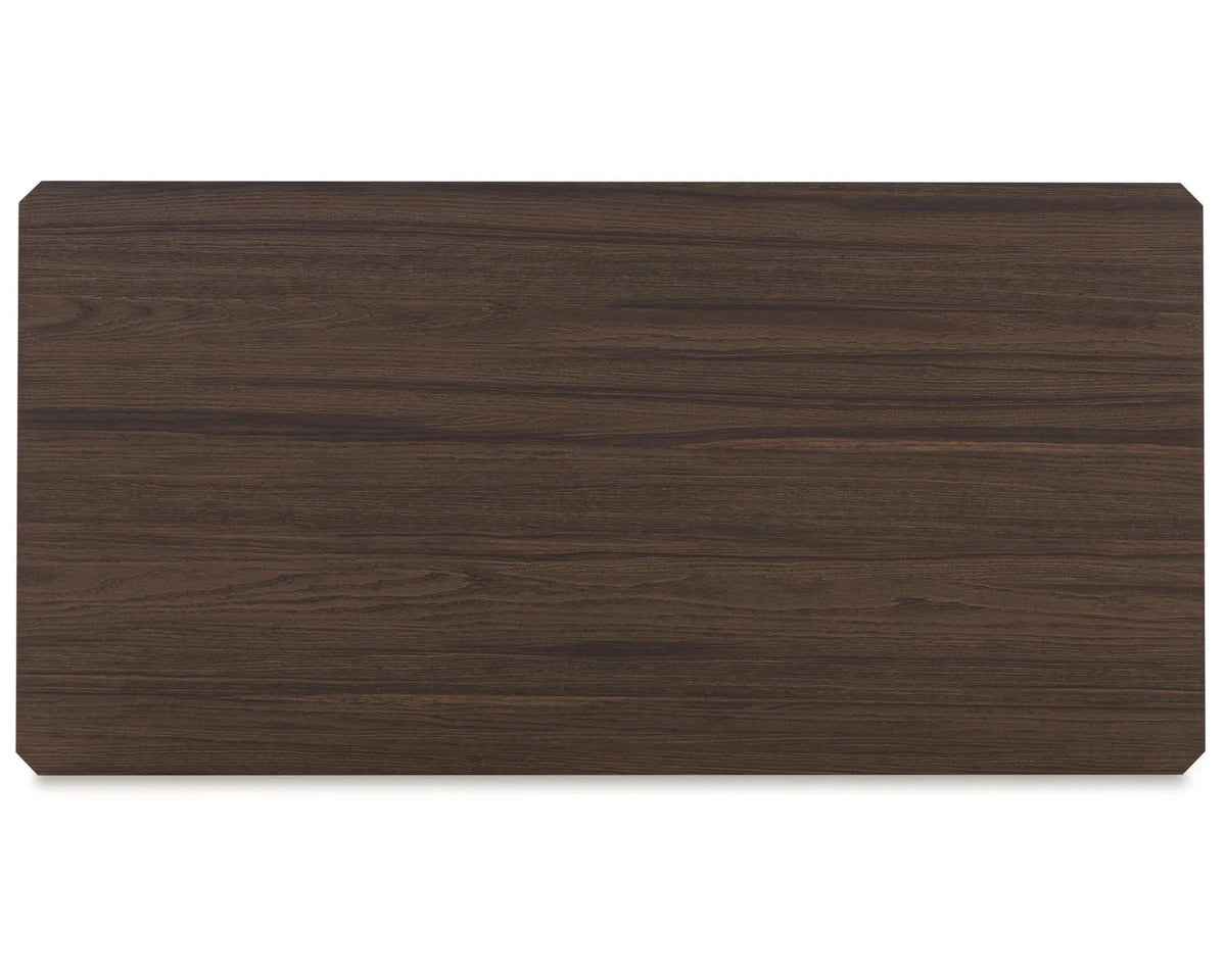 Contemporary Occasional Table Set with Steel Legs, Set of 3, Dark Brown & Metallic N9052