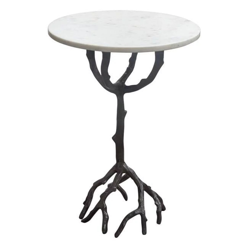 Birch Round Accent Table with Marble Top G832777