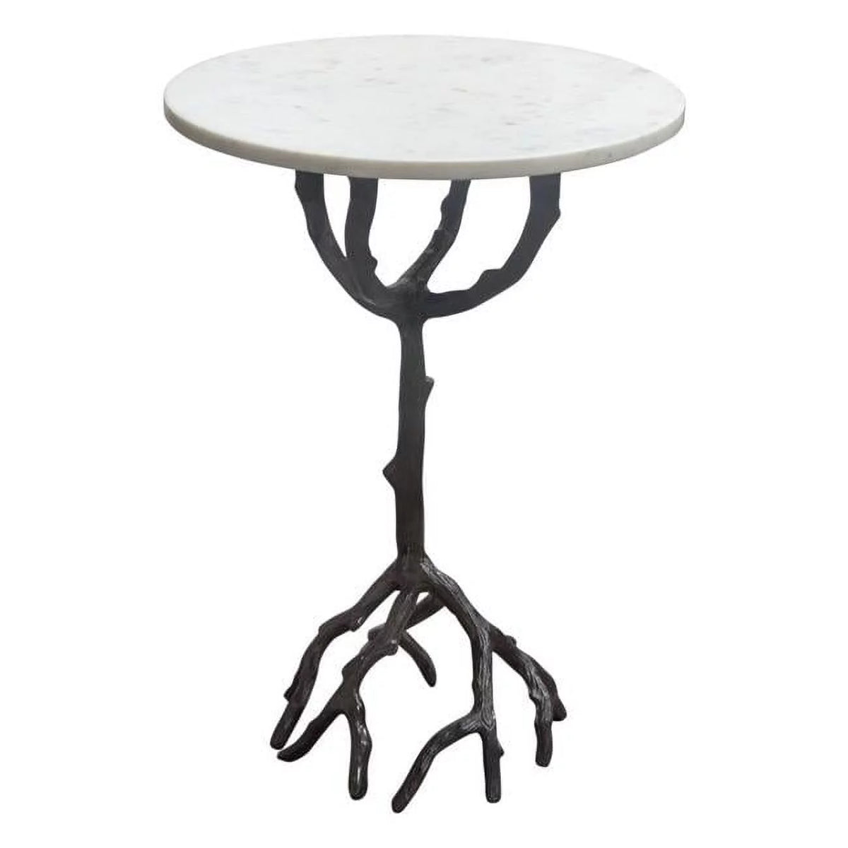 Birch Round Accent Table with Marble Top G832777