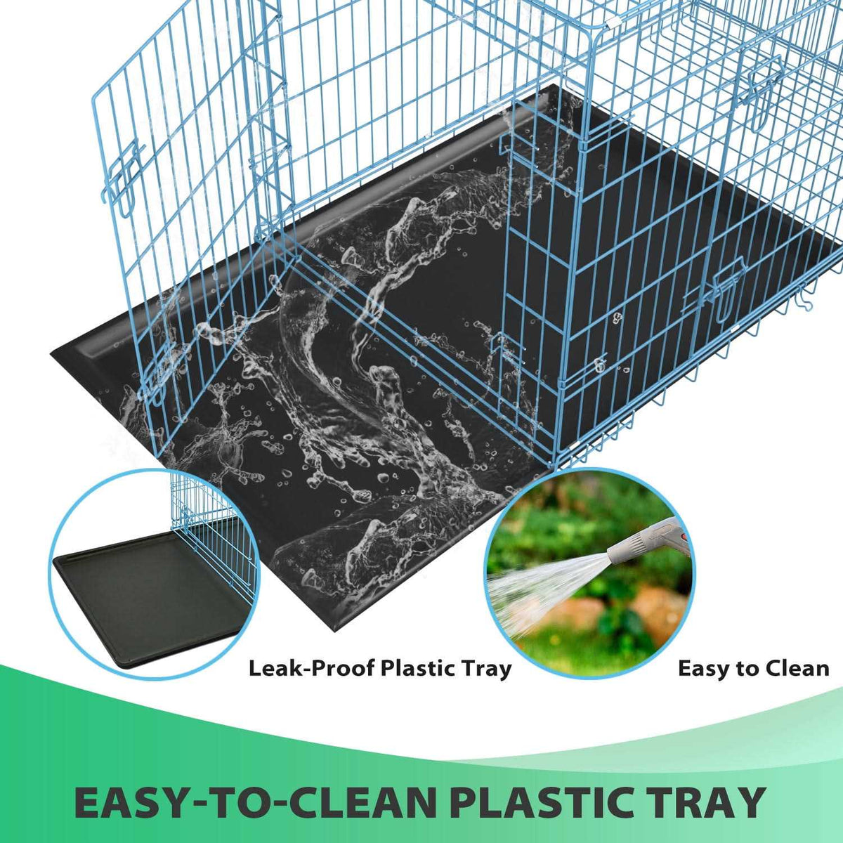 Large Foldable Double-Door Metal Wire Dog Crate Y1748
