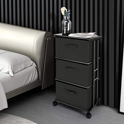 Grey Fabric Dresser with 3 Drawers and Wood Top A16925