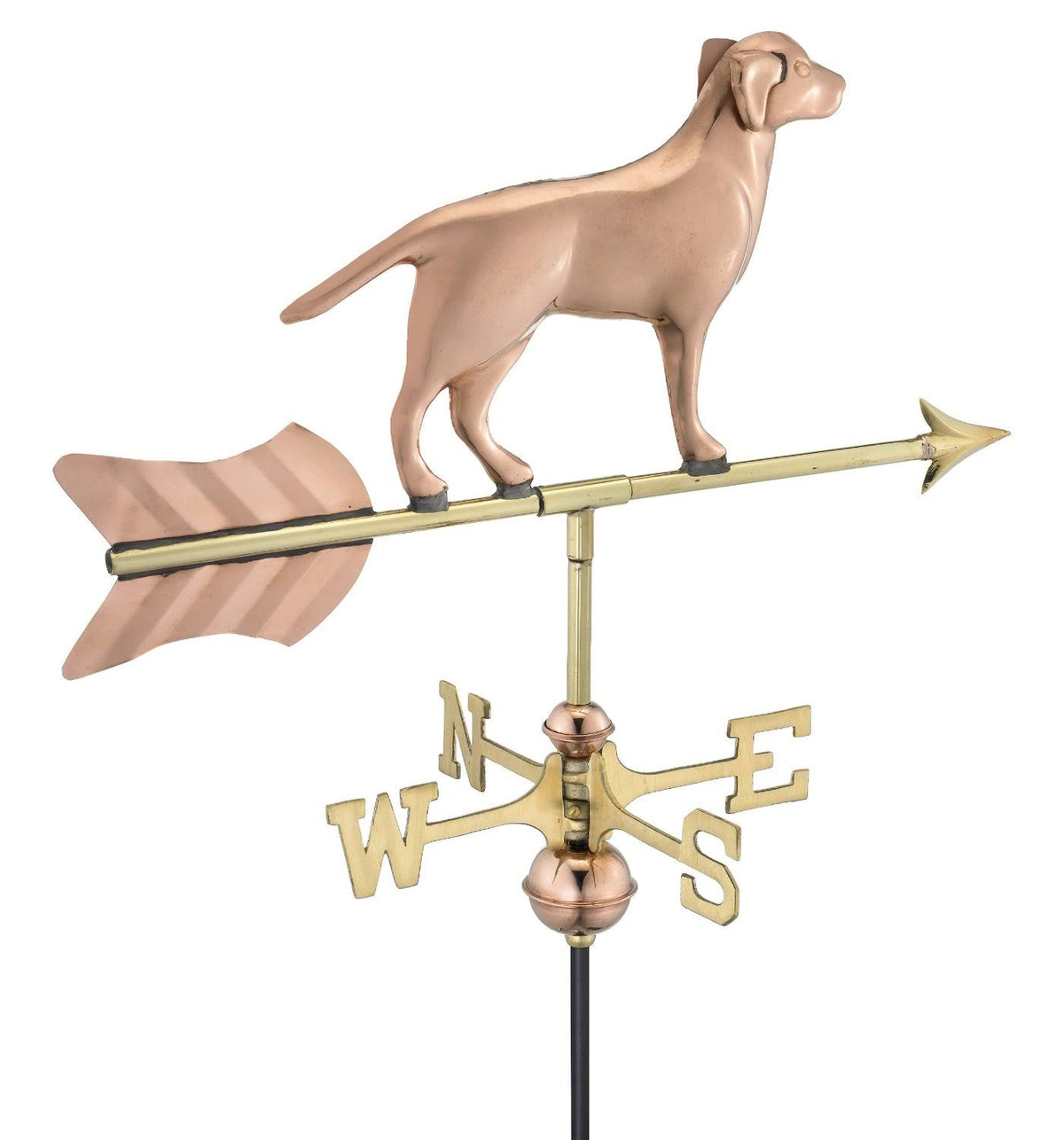 Polished Copper Labrador Retriever Weathervane Roof Mount S74024