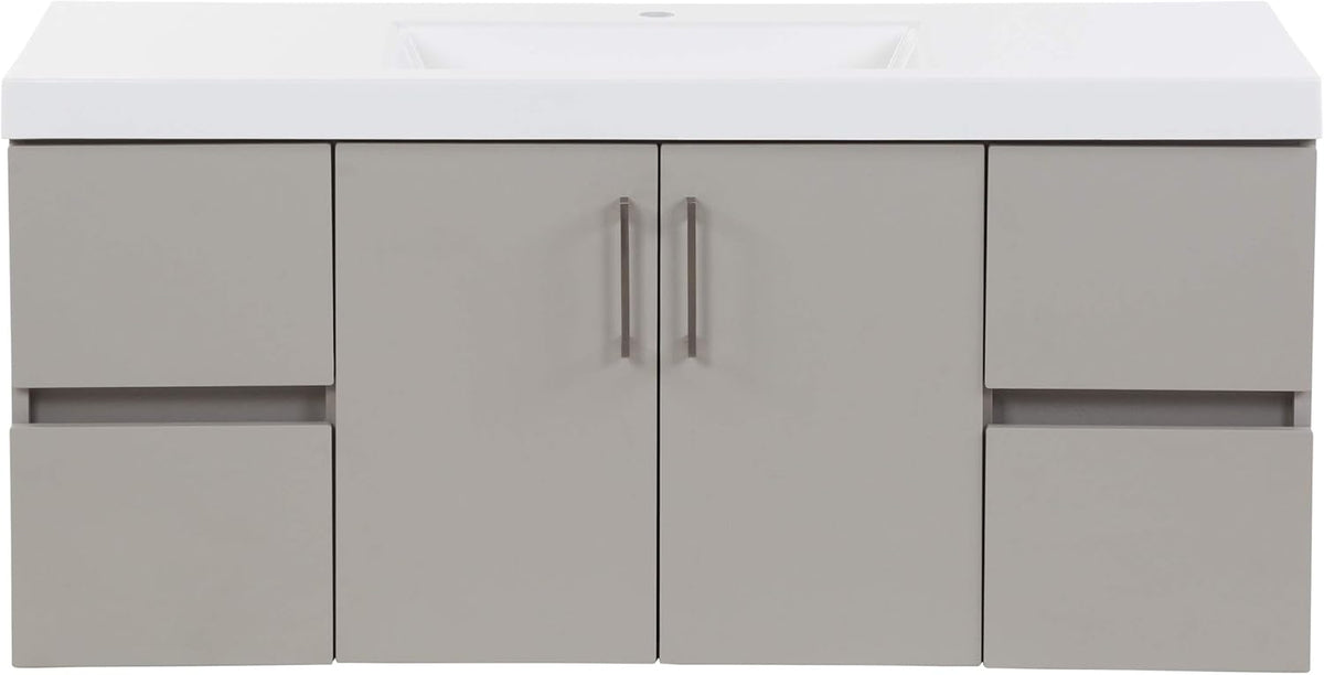 48.5” 2-Door Floating Bathroom Vanity with 4 Drawers and White Sink Top P2234