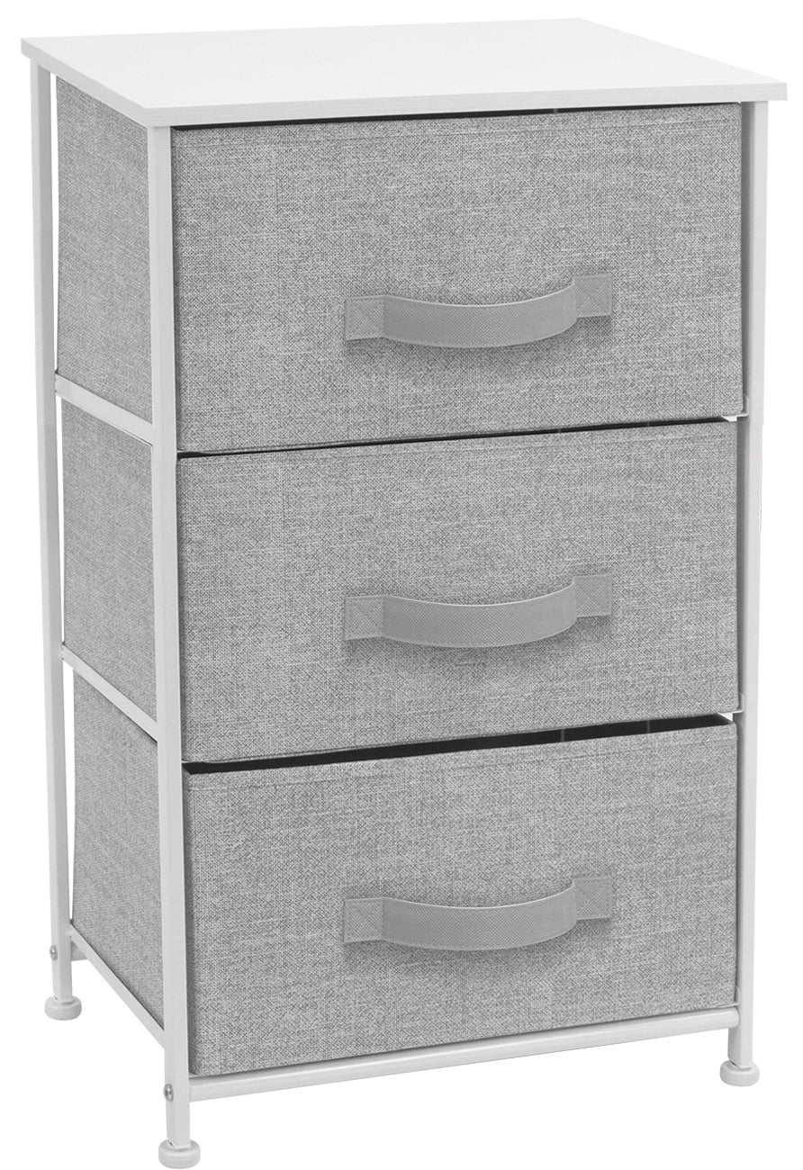 3 Drawer Nightstand with Fabric Bins J705673