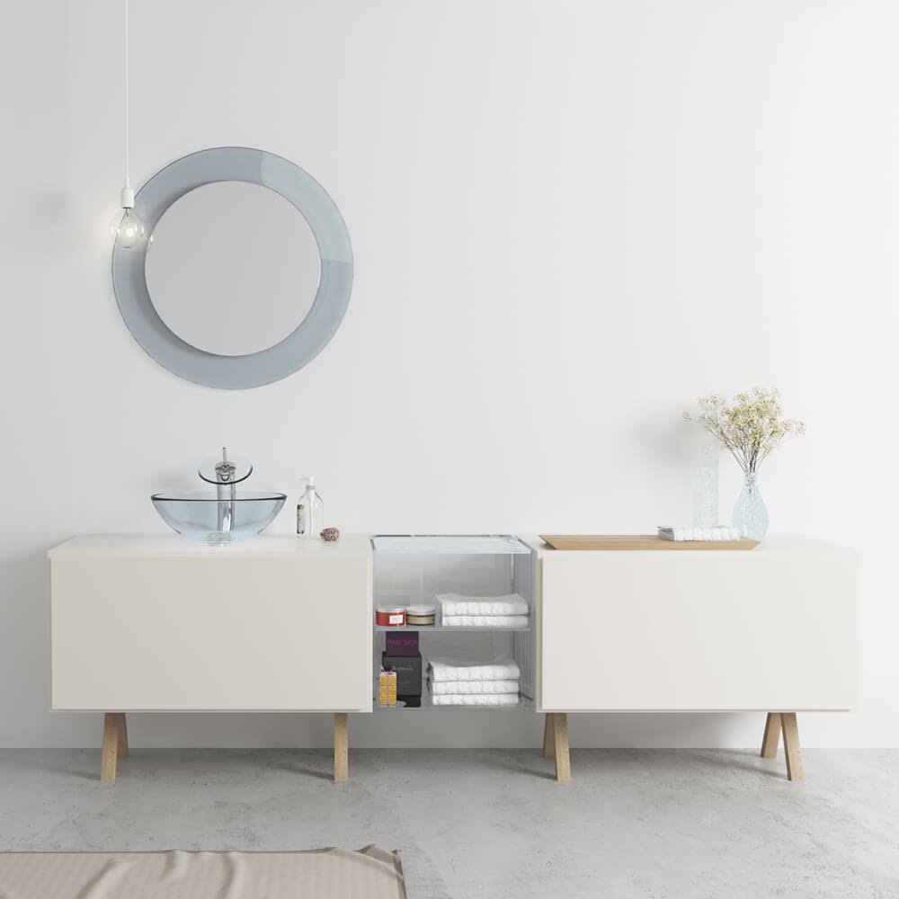 Glass Vessel Bathroom Sink with Vessel Faucet I506
