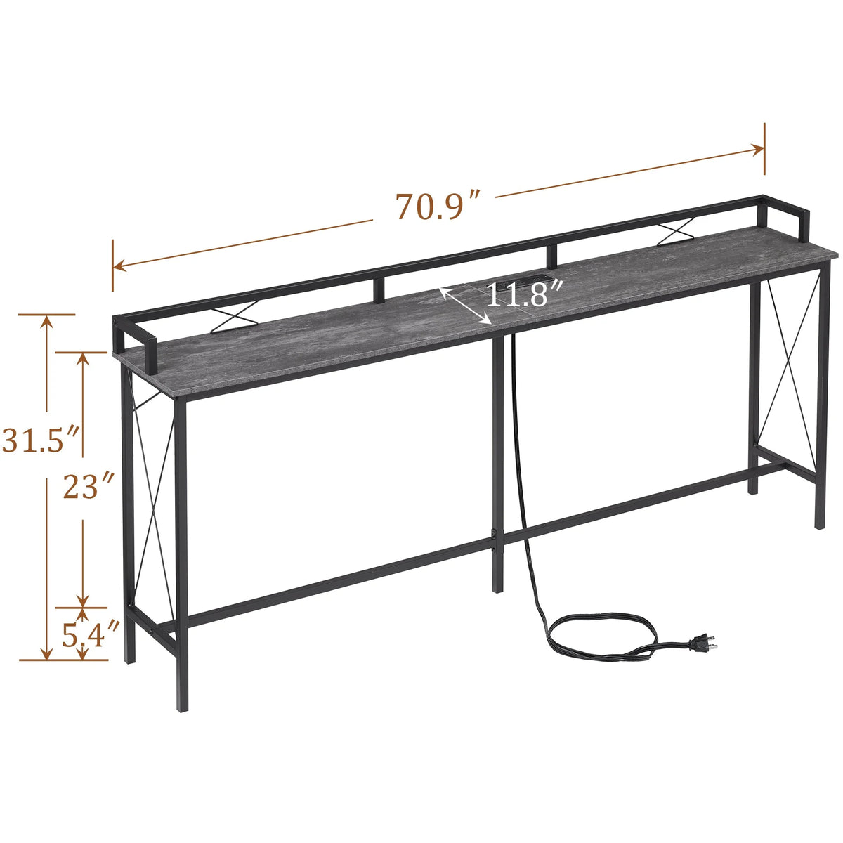 Black 5-Piece Console Table and Stool Set with 4 Adjustable Swivel Chairs E44252