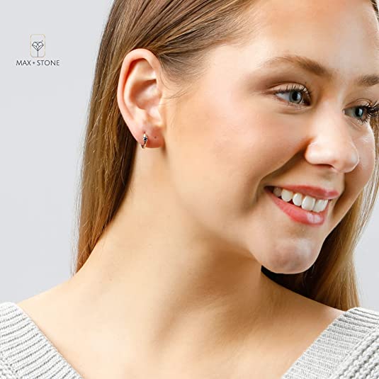 Red Ruby 11mm Huggie Hoop Earring in 14k Yellow Gold with Hidden Clip Closure F890345