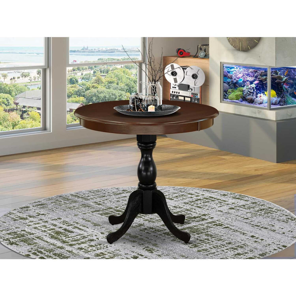 36" Round Dining Table Mahogany Top & Black Pedestal R742600