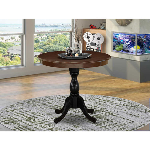36" Round Dining Table Mahogany Top & Black Pedestal R742600