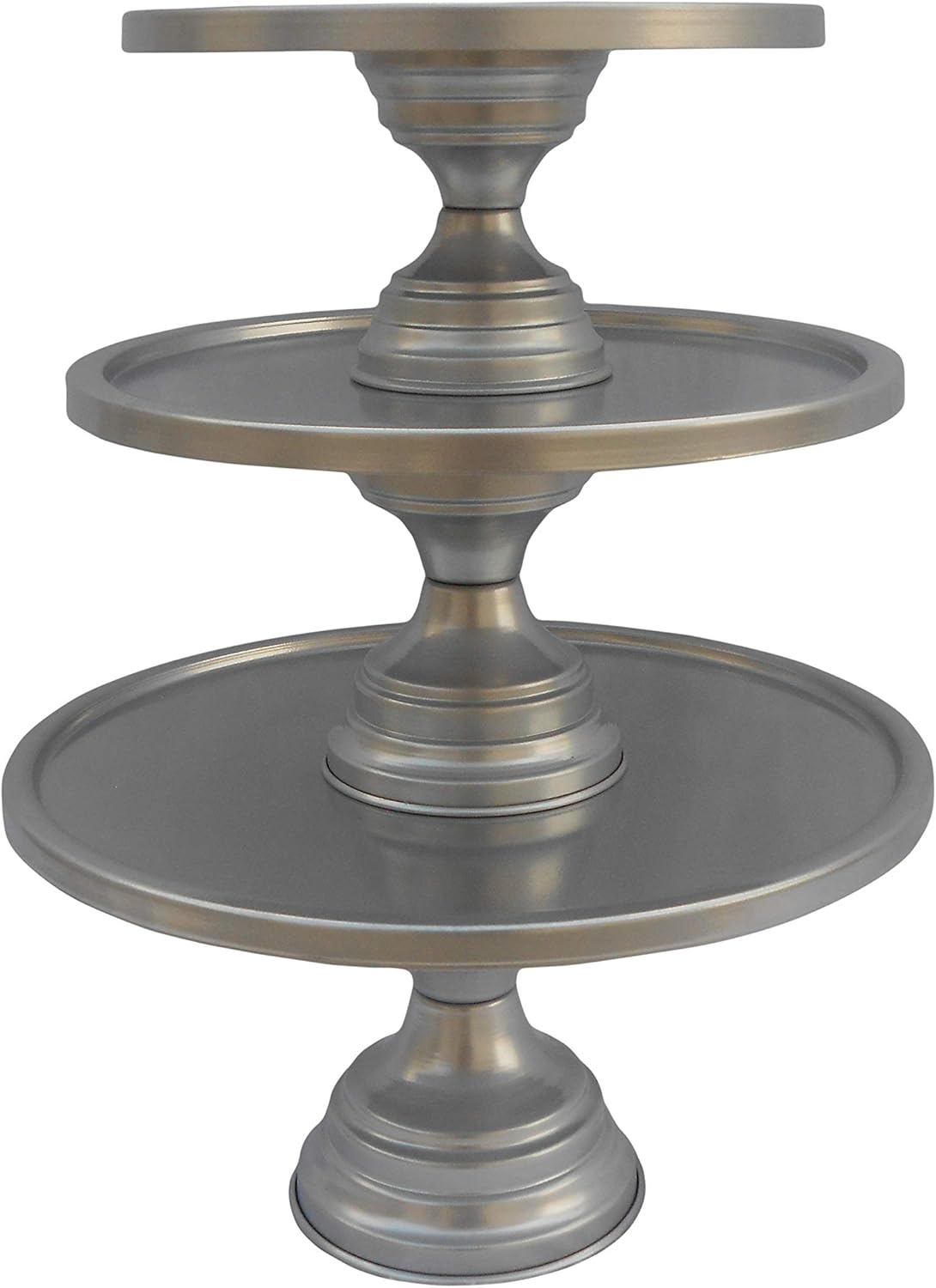 Cake Stand Pedestal Round Metal Set/3 (9-Inch, 11-Inch, 13-Inch, Silver) T421