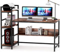 Rustic Brown Computer Desk with Storage Shelves F162783