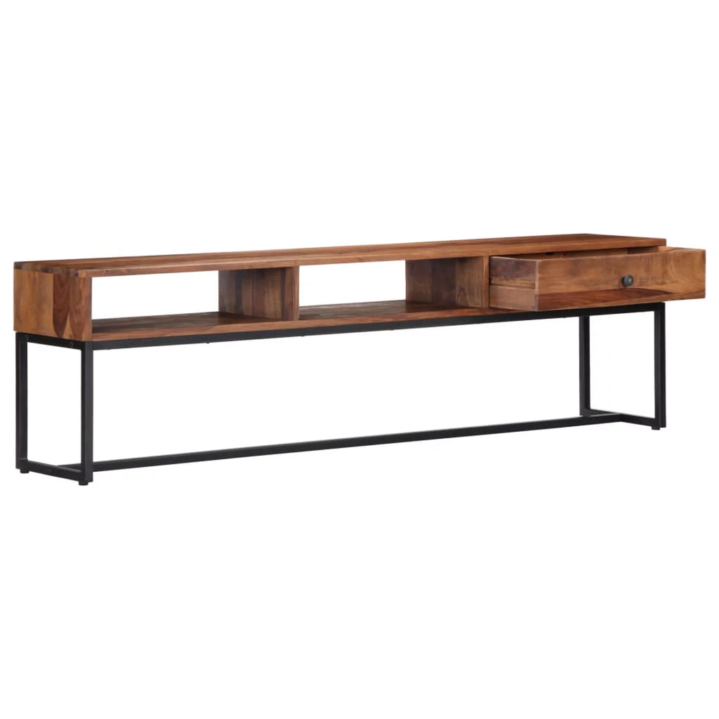 Sheesham Wood TV Stand with Storage Drawer and 2 Open Compartments W11495