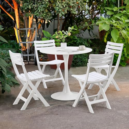 Folding Plastic Chairs 4 Pack White D5285