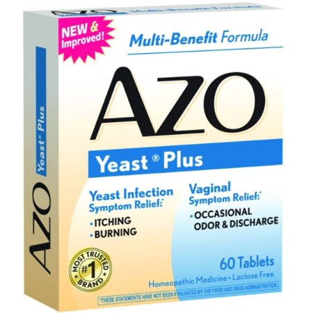6 Pack Azo Yeast Plus Tablets 60 EA K884