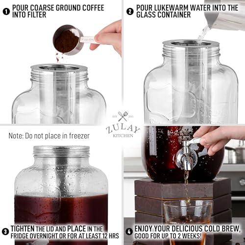 1 Gallon Cold Brew Coffee Maker with Extra-Thick Glass & Stainless Steel Infuser R40808