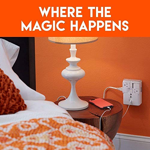 USB Wall Charger Surge Protector with 4 Pivoting AC Outlets & 2 USB Ports A2958