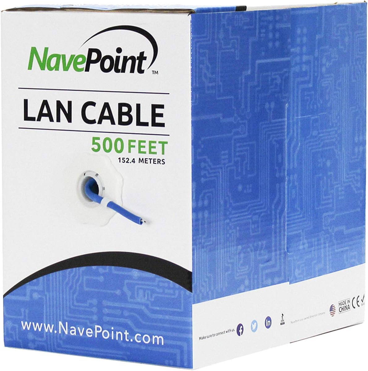 Cat6 Bulk Ethernet Cable, 500ft, Black, Solid, 550MHz, 23AWG, UTP M23622