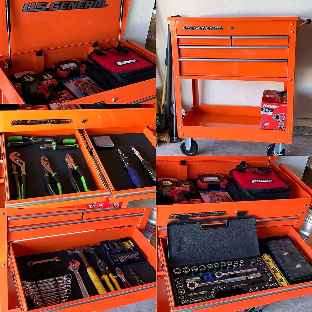 Orange Glossy 4 Drawer Roller Cart Tool Cabinet Storage Chest Y93114