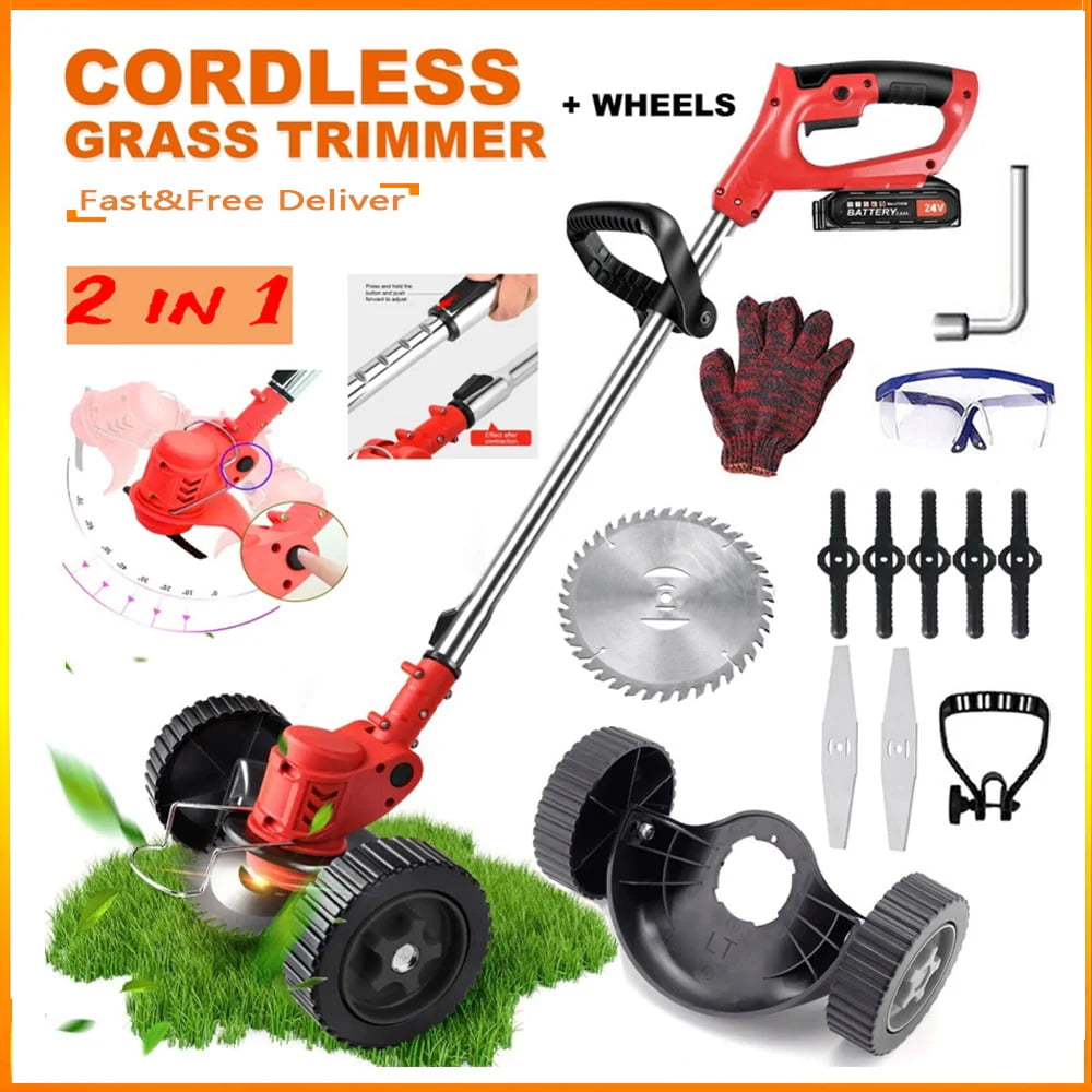 Cordless Electric Grass Trimmer with Wheels R9156