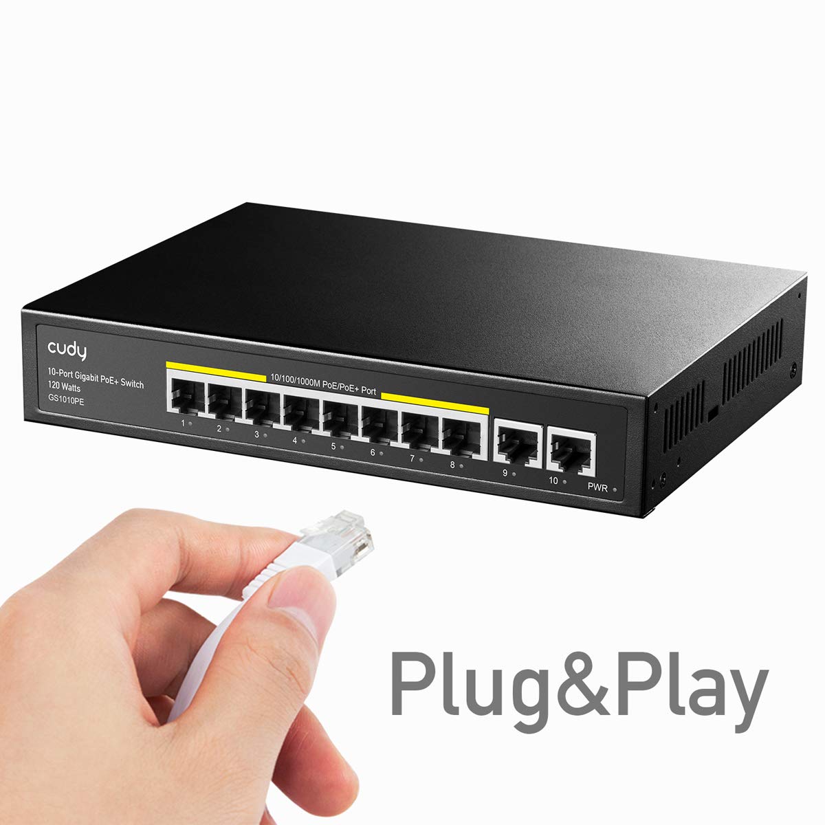 8 Port Gigabit PoE+ Switch, 120 Watts PoE Budget, Pack of 2 F974739