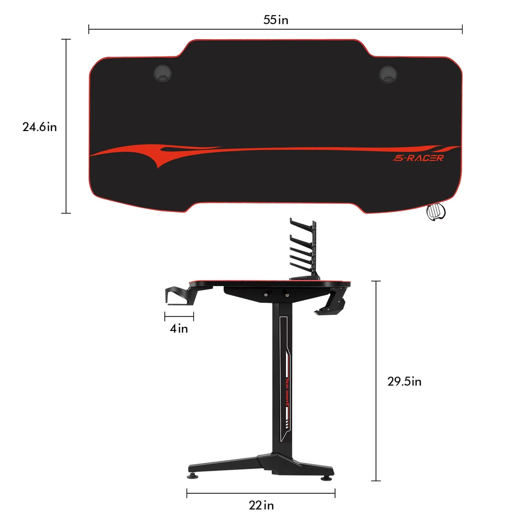 55 inch T-Shaped Legs Gaming Desk with Mouse Pad P39111