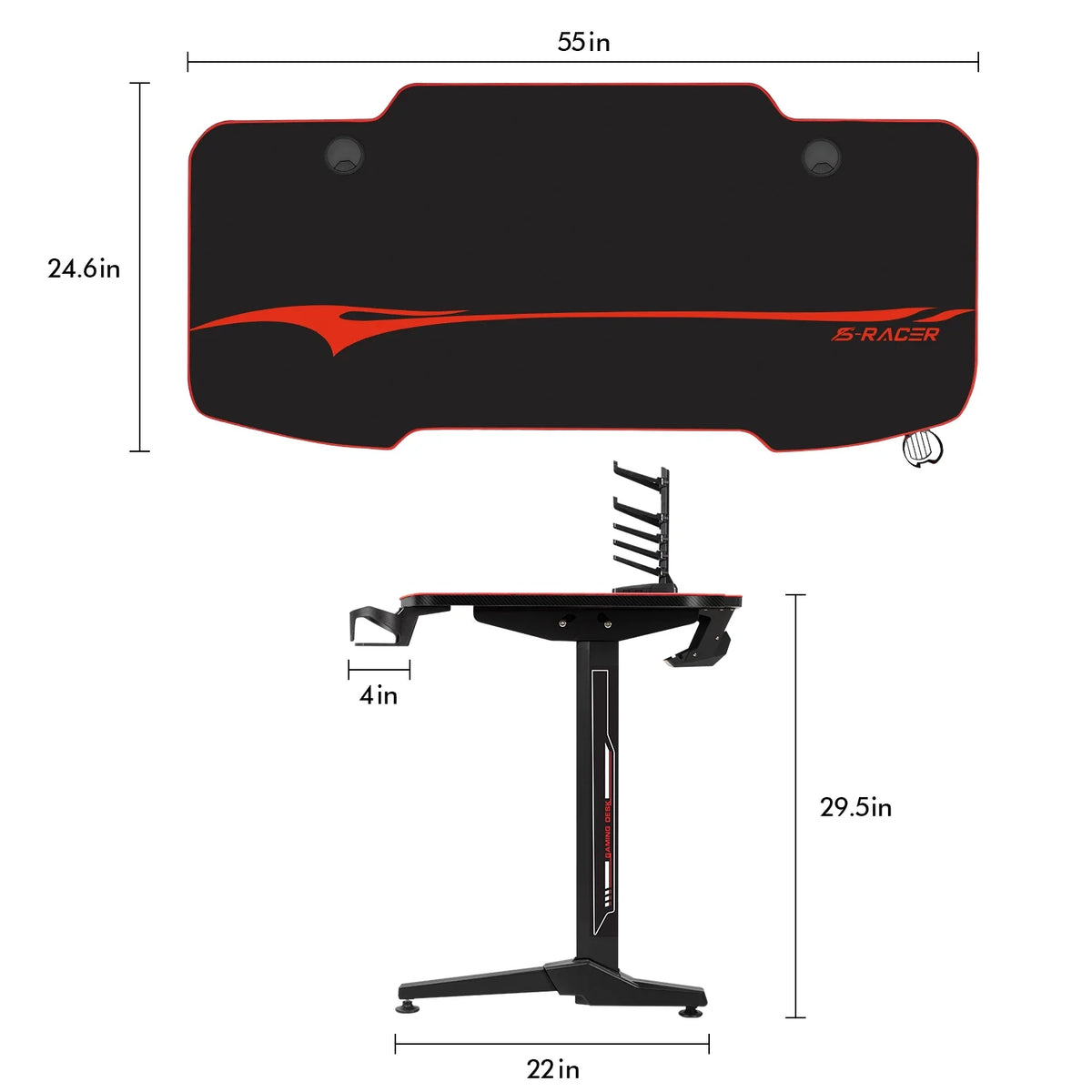 55 inch T-Shaped Legs Gaming Desk with Mouse Pad P39111