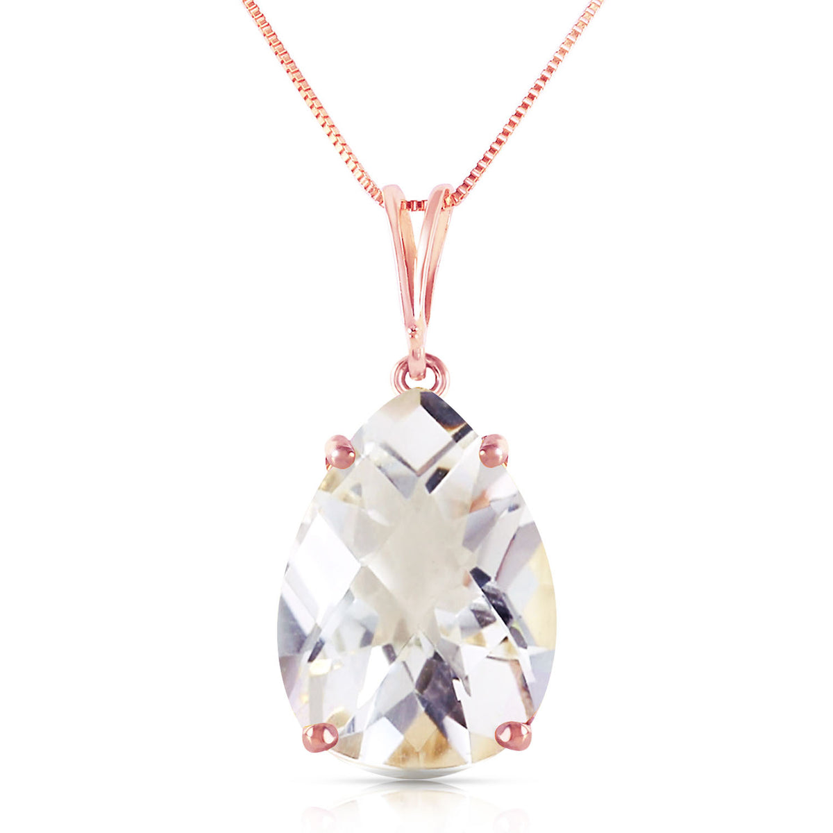 14k Rose Gold Teardrop White Topaz Pendant Necklace C159927