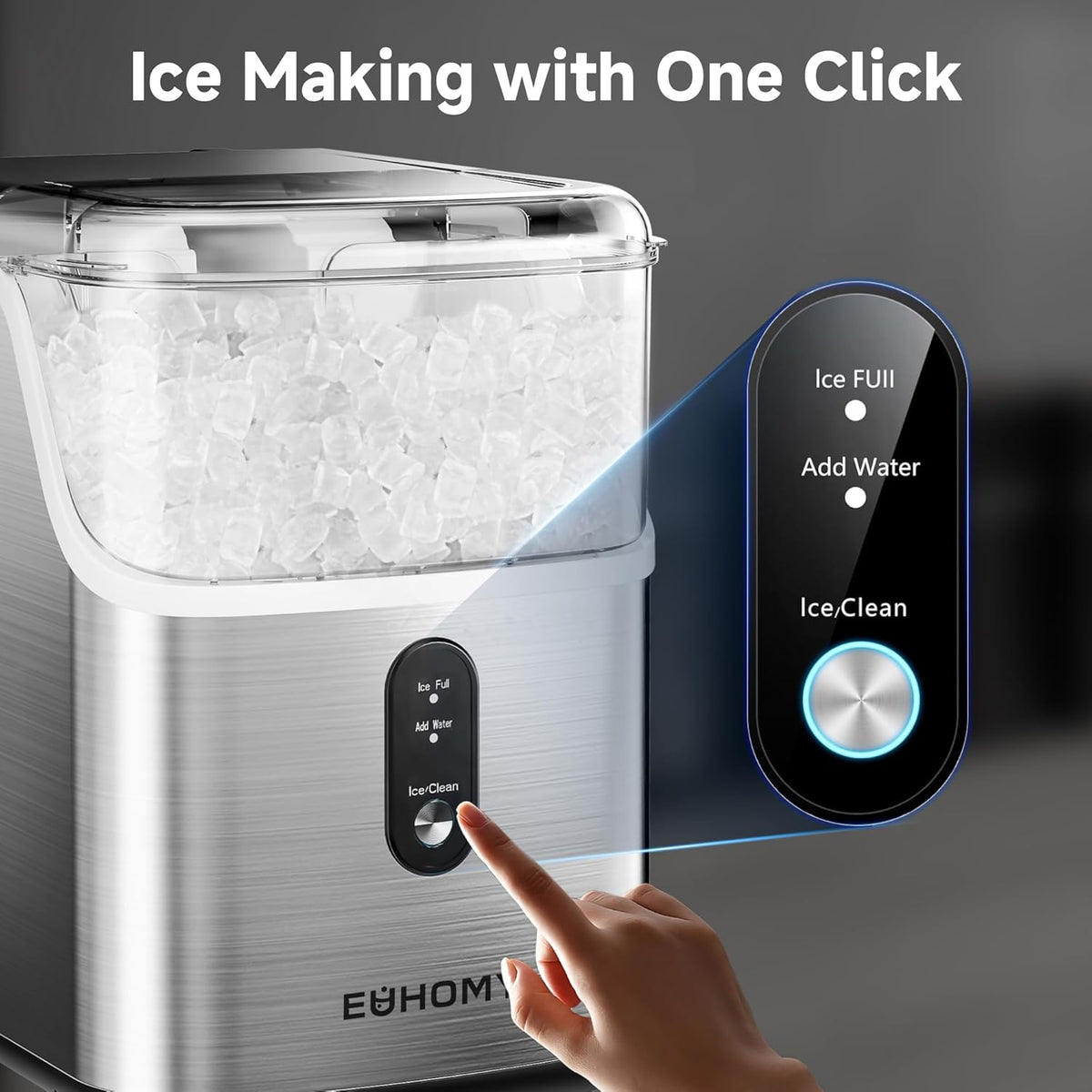 Nugget Ice Maker Machine with 34lbs/24H Self-Cleaning Stainless Steels A3516