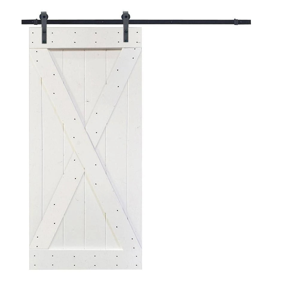 White Knotty Pine Wood Sliding Barn Door with Hardware Kit C552